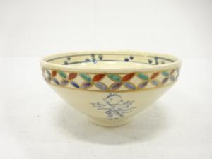 京焼　橋本紫雲造　色絵　唐子　茶碗